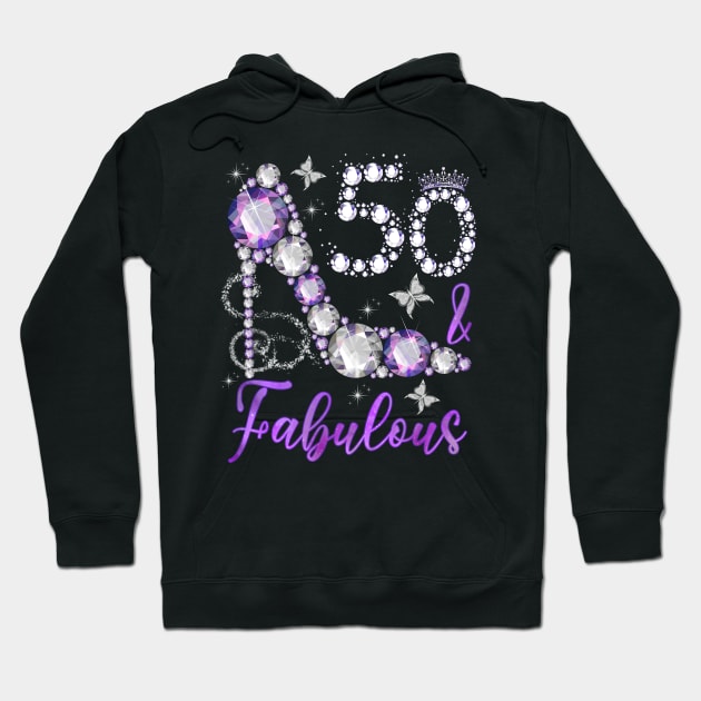 50 And Fabulous 50th Birthday Diamond High Heels Crown Hoodie by street shop